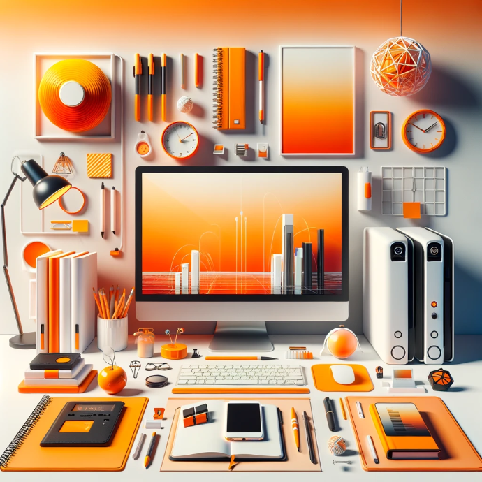 photo #1 Image bureau - Ecran Ordinateur - Orange - Horloge - Moov'Numeric